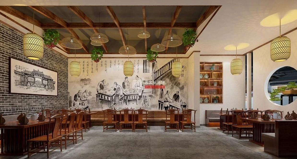 廣州餐飲店復(fù)古裝修效果圖