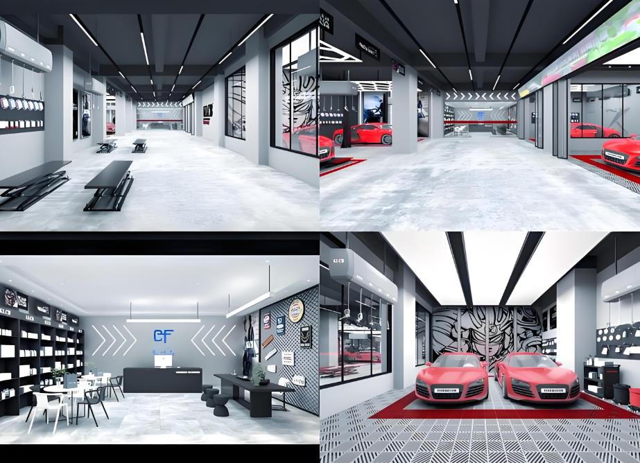 上海長寧370平汽修店裝修效果圖