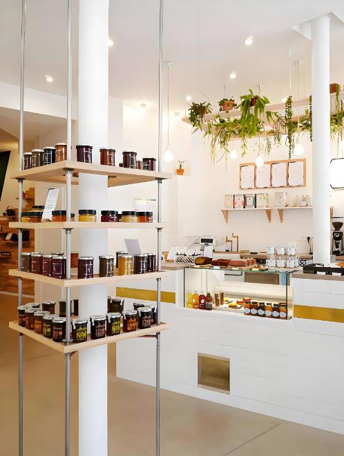 甜品店裝修設(shè)計(jì)，清新ins風(fēng)原木系咖啡甜品店