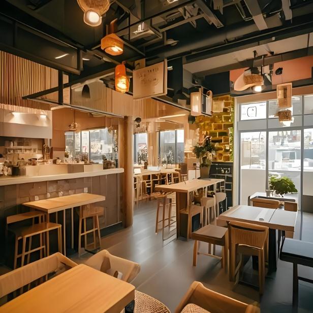 奶油風(fēng)蛋糕甜品店裝修效果圖